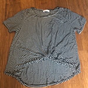 Anthropologie Front knot stripe shirt